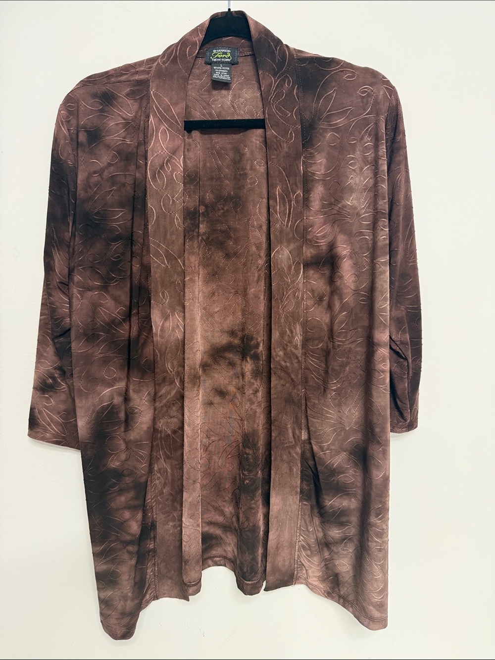 Chocolate Brown Embroidered Open-Front